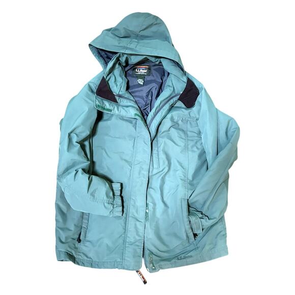 L.L. Bean Rain Jacket Green Hooded Parka Medium | Outdoor Shell OUW49 - Picture 1 of 5